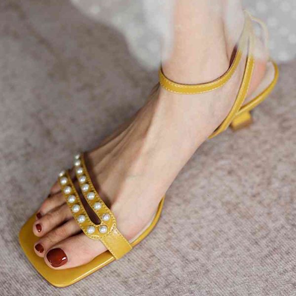 

sandals ladies plus size 22-25cm superfine upper fiber + pigskin lining pork sandals summer pearl square o0ea, Black