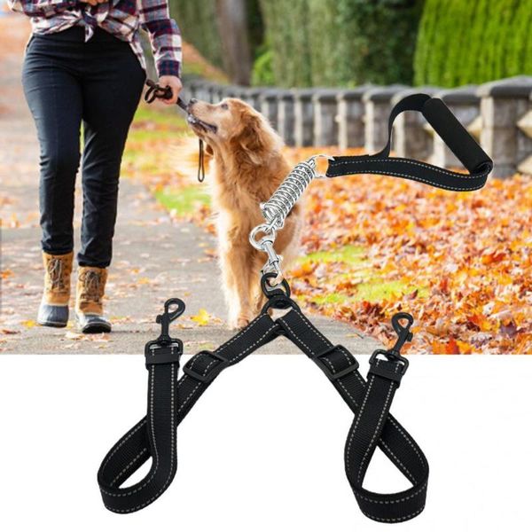 

dog collars & leashes 2pcs/set pet adjustable double ends leash reflective traction pull rope walking supplies