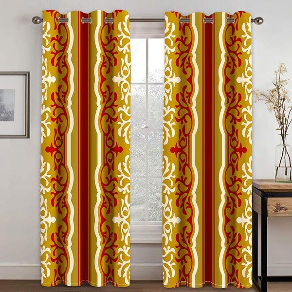 

curtain & drapes orange pattern printed perforated blackout curtains for living room bedroom 90% machine washable
