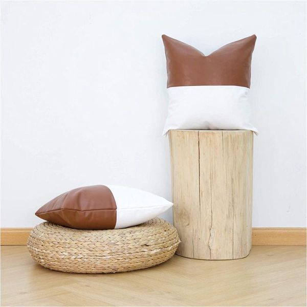 

cushion/decorative pillow cushion covers leather and cotton cojines cover pillowcase sofa decorative home sitting room bedroom chair 45x45cm