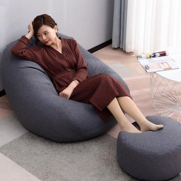 

camp furniture cotton linen bean bag cover sofa beanbag lazy covers without filler for adults and kids size s-l chairs pouf puff couch