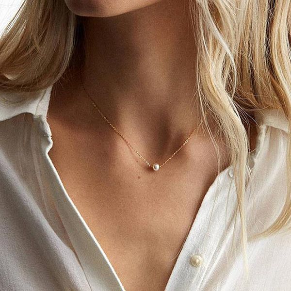 

chokers imitation pearl invisible transparent thin line simple choker necklace women jewelry collana kolye bijoux collares collier femme, Golden;silver