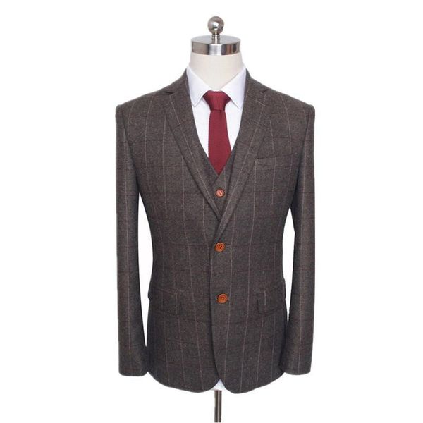 

men's suits & blazers fashion check three-piece suit, formal engagement british dress, private customization (coat + vest pants), White;black