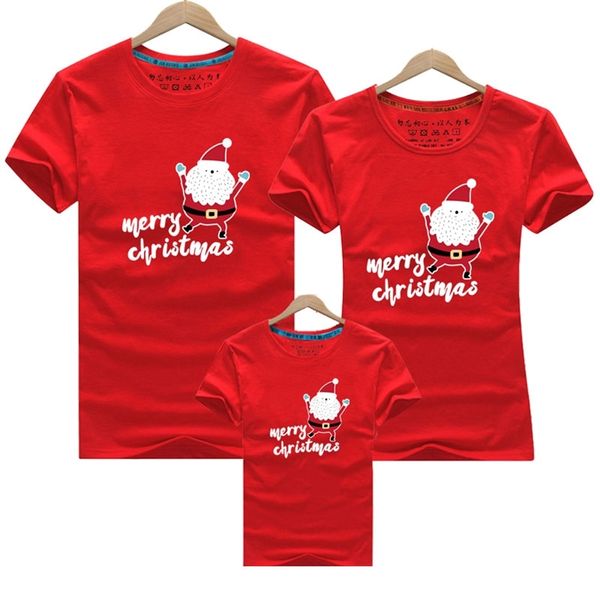 T-shirt in cotone con cervi di Natale Madre Figlia Padre Vestiti per bambini Set di abbigliamento coordinati Family Look Mommy And Me 210417