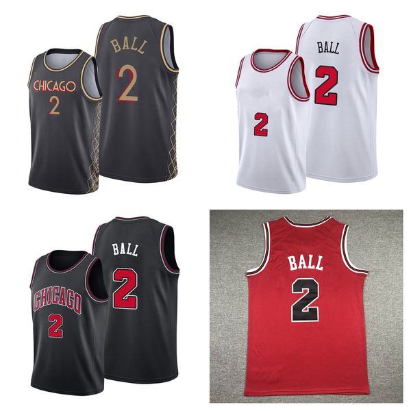 

2 lonzo ball basketball jersey shirt size s-xxl, Black;red