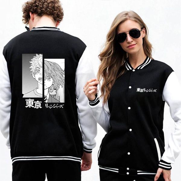 

men's jackets takemichi & hinata tokyo revengers print baseball uniform men fashion casual jacket oversize s-xxl sportswear winter warm, Black;brown