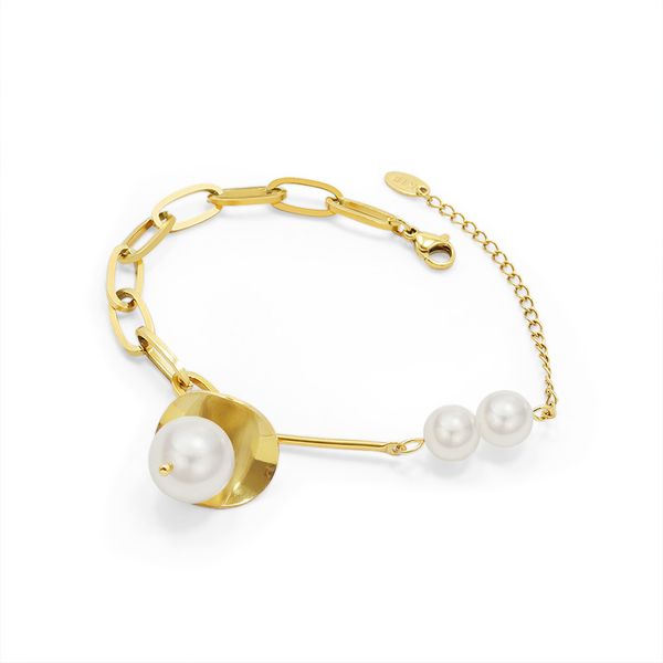 

with box europe women bracelet pearl jewelry 18k gold charm bracelets 15+5cm long christmas gift for girls, Golden;silver