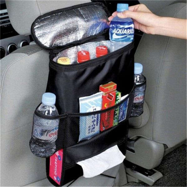 

car organizer auto seat back multi-pocket ice pack bag hanging collector storage box interior accessories black stowing tidying