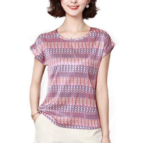 

women's blouses & shirts womens 2021 chiffon blouse women summer slik shirt print feamle casual blusas, White