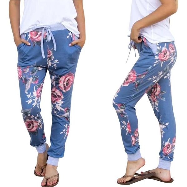 

women's pants & capris sale spring autumn women long loose floral print drawstring baggy sweatpants female sports summer joggers d30, Black;white