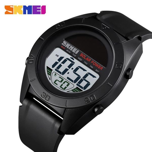 

wristwatches skmei fashion sports watch multi-function solar power alarm clock 50m waterproof pu strap digital reloj hombre 1592, Slivery;brown