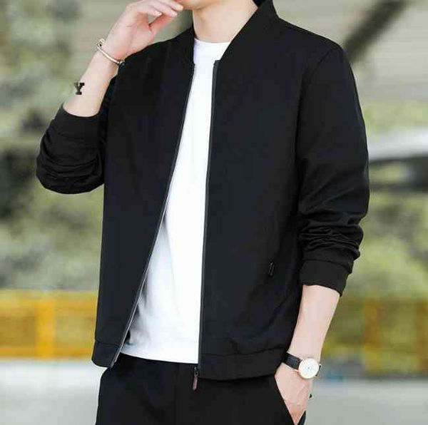 

jacket and spring men's autumn new youth baseball uniform casual all-match men's trend, Black