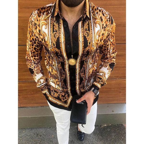 

men's casual shirts autumn european and american fashion hawaiian shirt slim long-sleeved cardigan business banquet, White;black