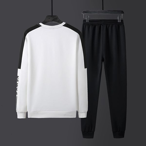 

spring men's and tracksuits autumn coat leisure sports suit round neck sweater pants two piece large wear, Gray