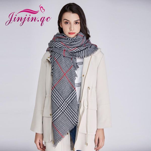 

scarves jinjin.qc autumn and winter cashmere scarf plaid women poncho capes bufanda mujer fashion shawls wraps, Blue;gray