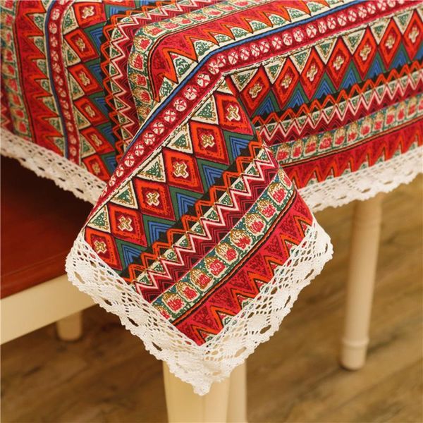 

bohemian table cloth cotton linen kitchen tablecloth home decor ethnic lace covers geometric exotic nappe