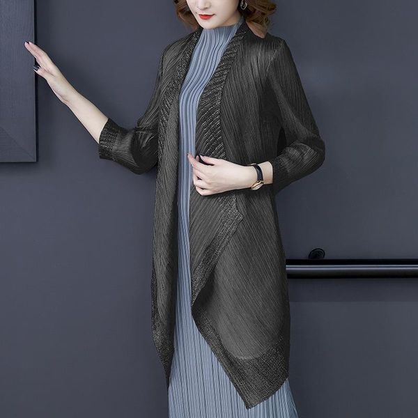 

women's jackets fashion coat autumn 2021 foreign style miyake pleated small, Black;brown