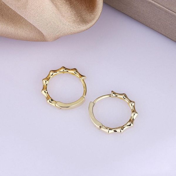 

hoop & huggie unusual aesthetic bamboo style earrings for women simple gold color ear bone jewellery accessories wholesale gifts kbe367, Golden;silver