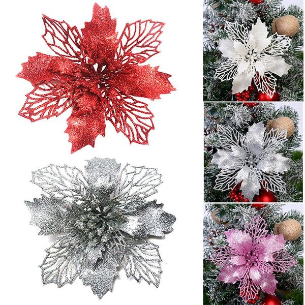 

christmas decorations 5pcs glitter ornament tree simulation flower wedding favors home decoration party supplies dsd666