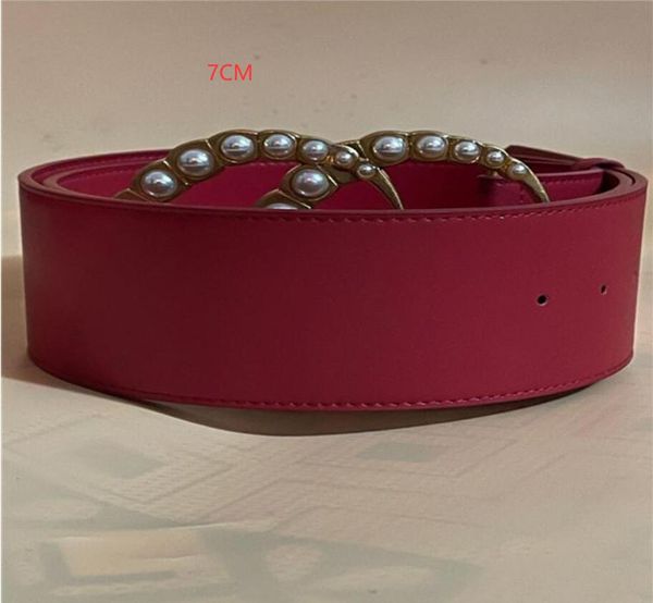 

men's and women's designer belt black red fashion 7.0cm large gold & pearl buckle + original box, Black;brown