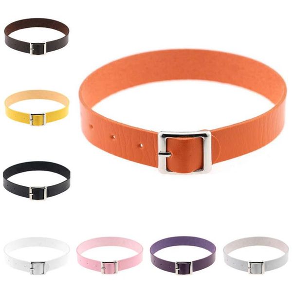 

ladies nightclub choker punk rock leather collar women's neck with clavicle necklace, Golden;silver