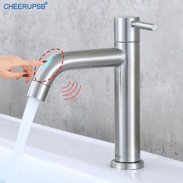 

bathroom sink faucets basin touch faucet single cold smart sensor tap deck mounted stainless steel sensitive auto inductive taps