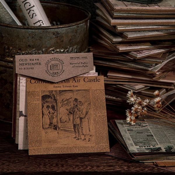 

60pcs/bag vintage old spaper series mixed material package diy scrapbooking junk base collage gift wrapping paper wrap