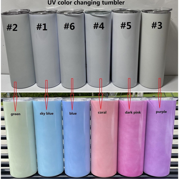 

sublimation tumbler straight tumblers stainless steel cup uv color changing tumbler glow in the sun double wall with lids and straw fy4197