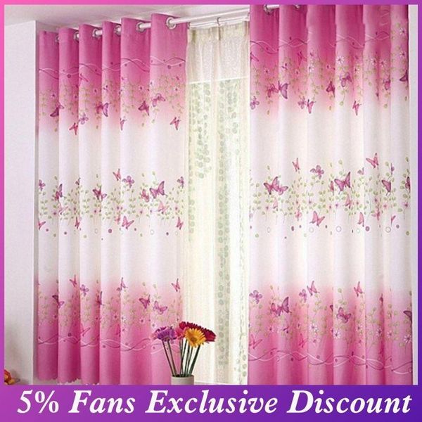 

curtain & drapes butterflies elastic window semi-blackout stretch curtains polyester sheer decor for home