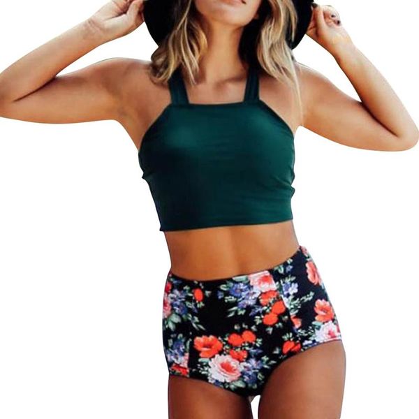

one-piece suits women's bikini high waist swimming printing blossom suit breathable and sweat absorbing two-piece swimwear
