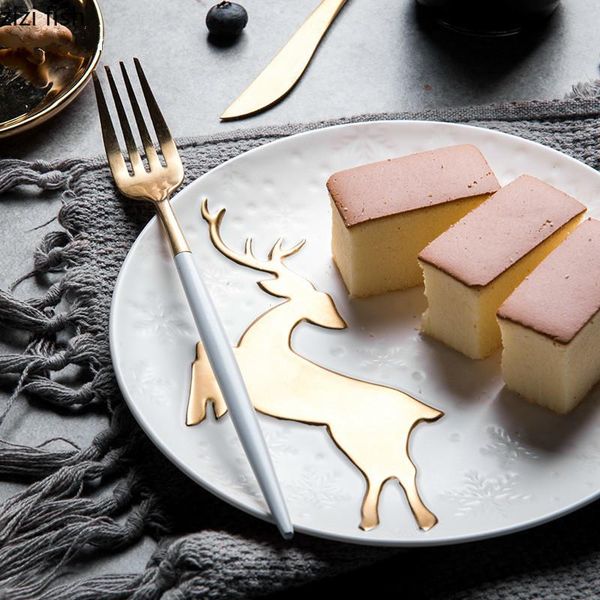 

dishes & plates nordic style white golden deer ceramic plate hanging wall western dessert dish bakeware decorative