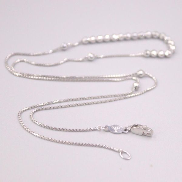 

chains real platinum 950 necklace women's female 3.0mm beads box chain 18inch neckalce jewellery gift, Silver