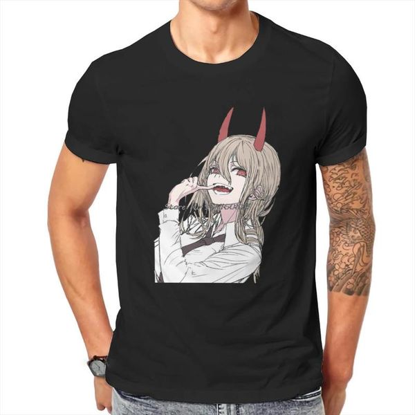 

men's t-shirts power essential chainsaw man denji manga t shirt vintage grunge oversized o-neck tshirt harajuku clothes, White;black