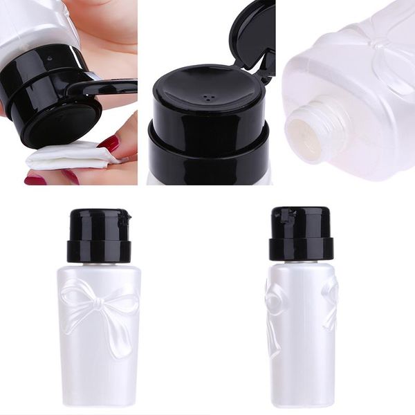 

nail art equipment 200ml pink white pump liquid alcohol pressure empty polish dispenser bottles remover cleaner make up refillable container, Silver