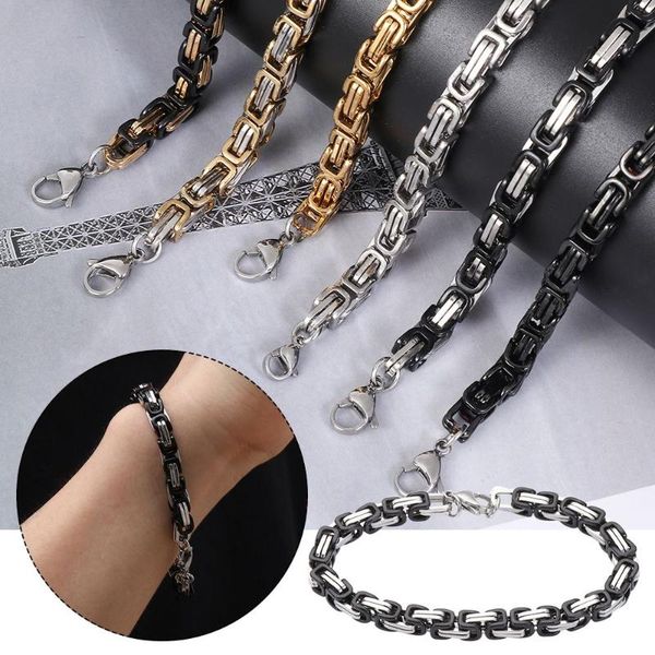 

link, chain fashion gold color men gift link bracelet bangle stainless steel, Black