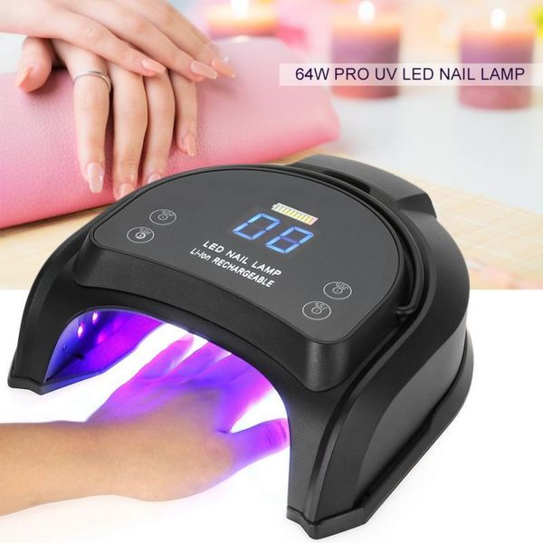 

gel nail 64w rechargeable pro uv lamp art polish dryer manicure timer light for all nails curing lamps1