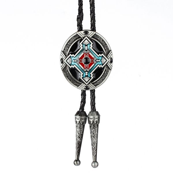 

indian totem clip american western cowboy bolo tie cord, Red