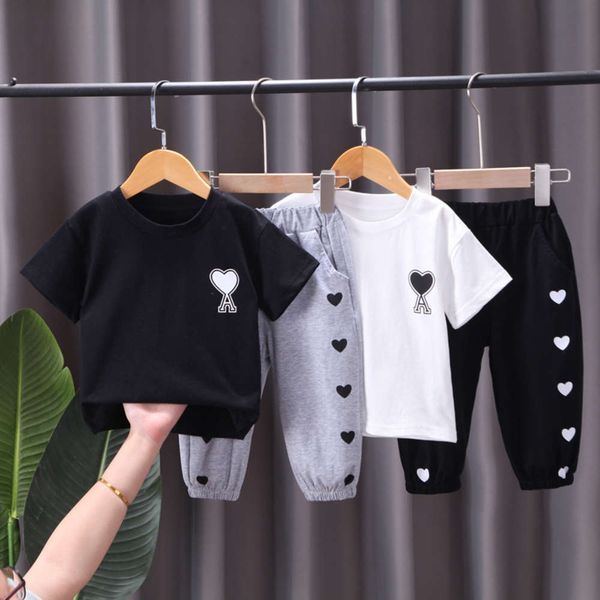 

children's summer short sleeve casual two piece baby t-shirt, White