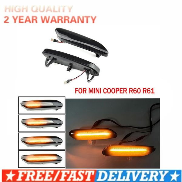 

emergency lights for mini cooper r60 countryman r61 paceman 2pcs smoke lens dynamic flowing led turn signal side marker light blinker la