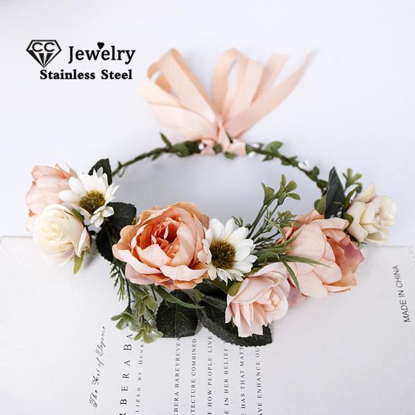 

hair clips & barrettes garland women accessories wedding headbands engagement jewelry bridal crown seaside headpiece vacation wreath sale, Golden;silver