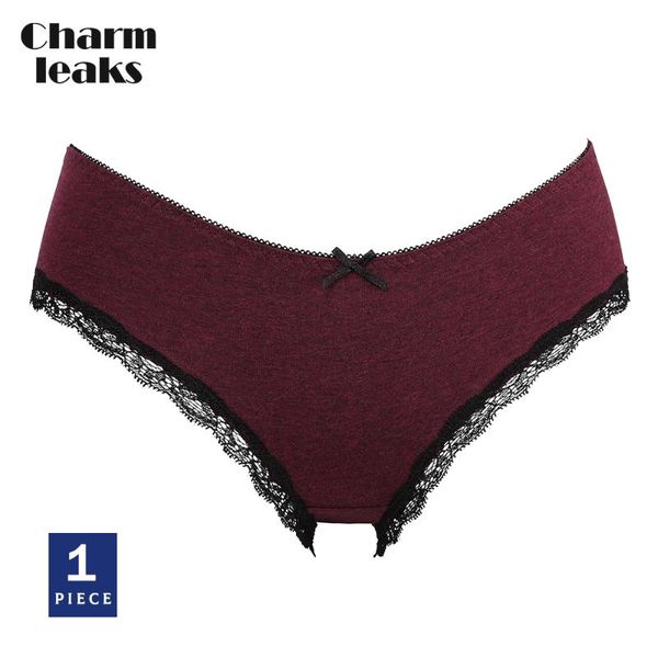 

women's panties charmleaks women lace briefs mid waist bow knot cotton soft underwear 1 pcs, Black;pink