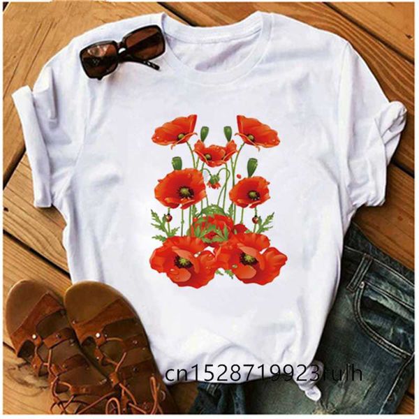 

women's t-shirt mayos floral print ladies white short-sleeved tee harajuku casual cartoon tshirt summer clothes t shirt