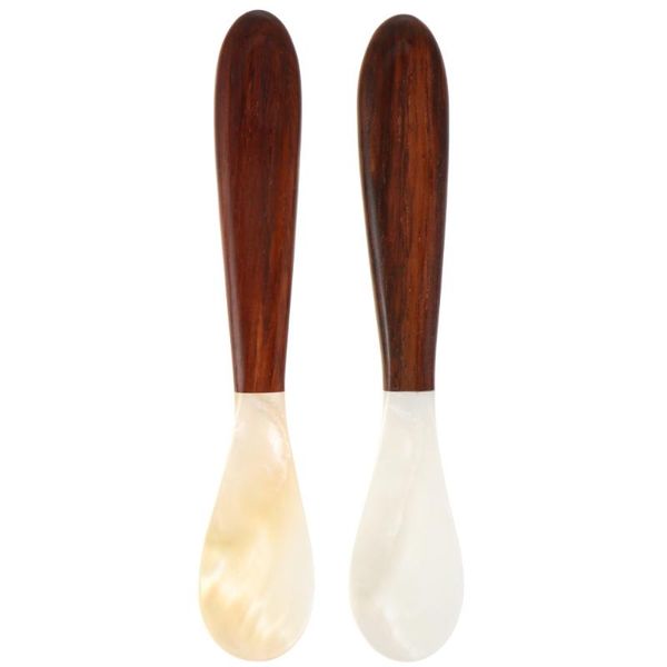 

spoons 2 pcs practical dessert stirring coffee spoon wooden handle shell