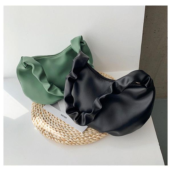 

totes 2021 pu women handbags lady shoulder bag middle female korean plicated tote whole sale
