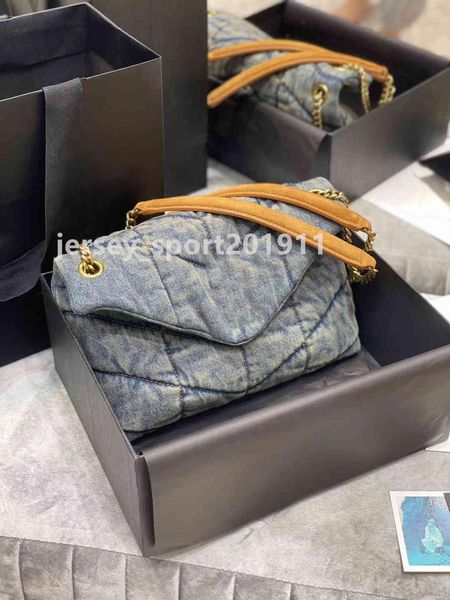 

designer tote bag branded crossbody mini luxurys bags handbag 2021 loulou puffer denim jeans 577476 shoulder women purse frosted co rce ysls