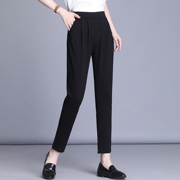 

women's pants & capris children autumn thin viscose middle-aged casual trousers skinny capri harem, Black;white