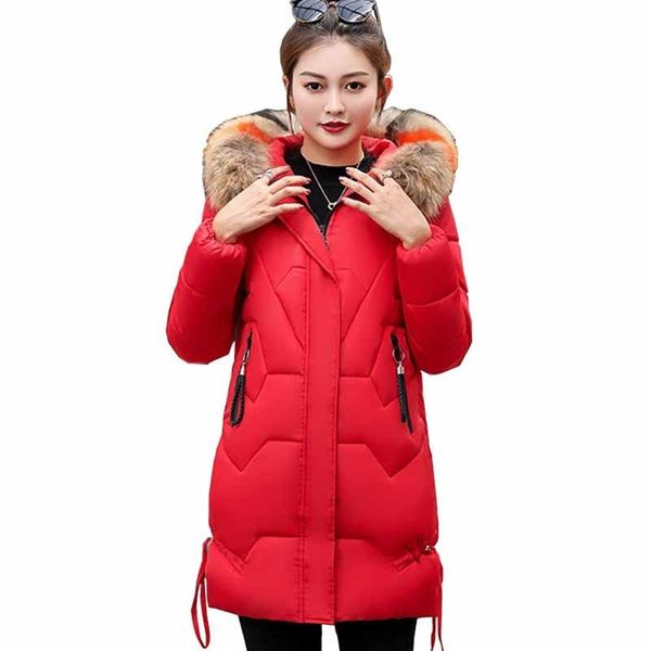 

women's trench coats 2021 fashion down cotton jacket women winter parkas thicken hooded basic female fur collar slim cotton-padded jack, Tan;black