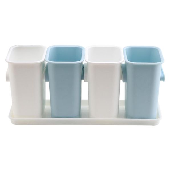 

chopsticks kitchen holder storage container draining rack (white light blue)