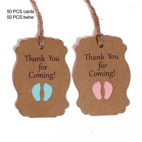 

sets bag feet small tag baby party birthday pink blue cards shower tags kraft paper perfect gift for celebrations11