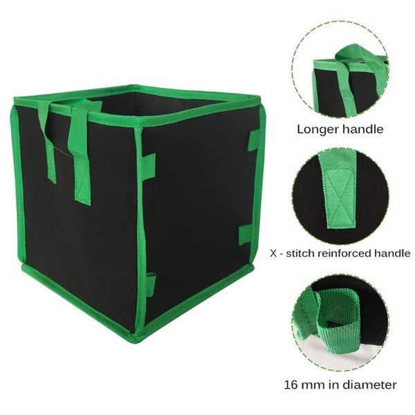 

planters & pots square non-woven plant grow bag portable container with double handle black outdoor garden supplies